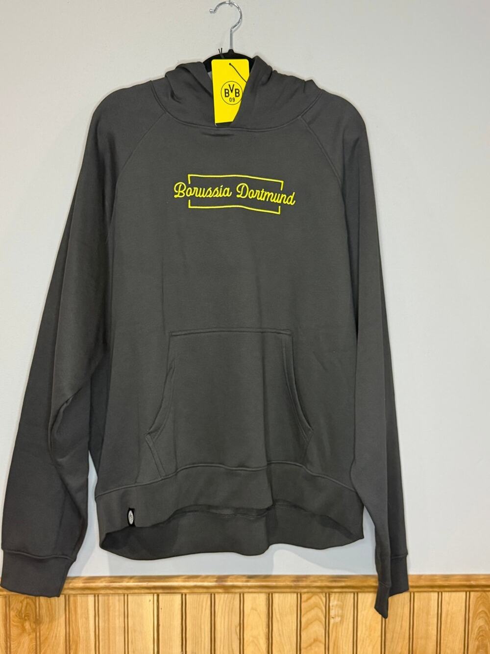 Borussia Dortmund Charcoal Hoodie with Borusse Back Print